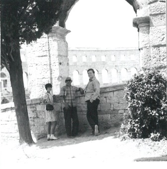 Pula Arena, 1960s. Tony Hurren with two friends from the Istro-Romanian villages